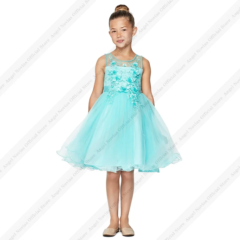 Short Knee Length Aqua Flower Girl Dress 3d Lace Children Birthday Wedding Party Dresses First Communion Gown
Short Knee Length Aqua Flower Girl Dress 3d Lace Children Birthday Wedding Party Dresses First Communion Gown