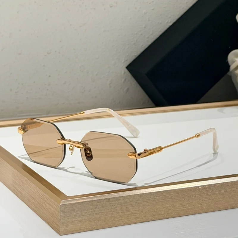 Luxury Gold Rimless Sunglasses Octagonal Polygon Frame Acetate Temple Brown UV400 Premium Unisex Eyewear
Luxury Gold Rimless Sunglasses Octagonal Polygon Frame Acetate Temple Brown UV400 Premium Unisex Eyewear