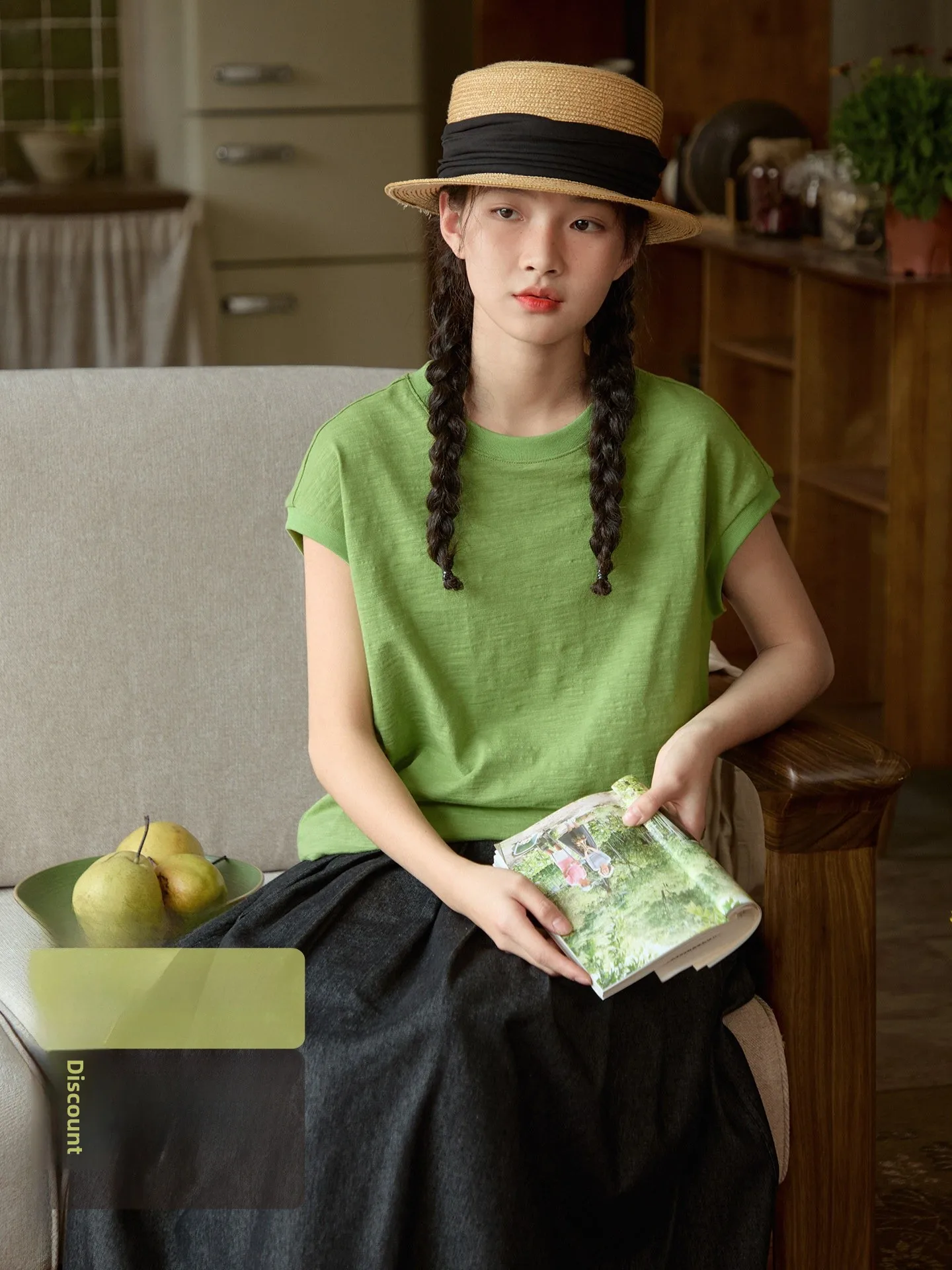 Loose Women's Cotton T-Shirt round Neck Short Sleeve Breathable Summer Casual Top Mustard Green Bamboo Node Cotton Cover Shou...
Loose Women's Cotton T-Shirt round Neck Short Sleeve Breathable Summer Casual Top Mustard Green Bamboo Node Cotton Cover Shou...