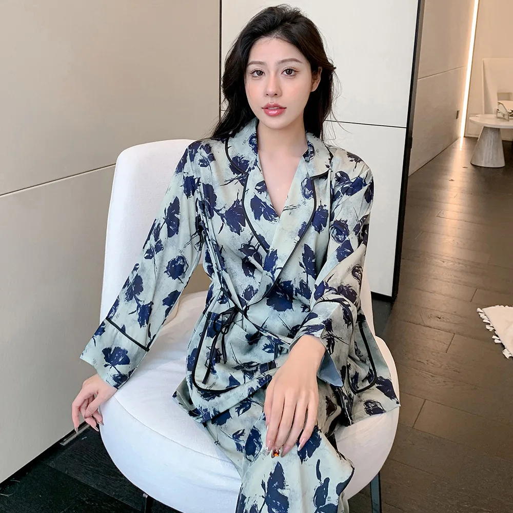 Women Floral Print Pajama Set Long Sleeves Top Pants 2 Pieces Sleepwear Female Nightwear Homwear Cloth
Women Floral Print Pajama Set Long Sleeves Top Pants 2 Pieces Sleepwear Female Nightwear Homwear Cloth