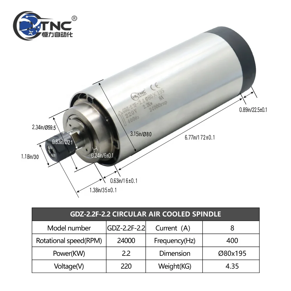 HLTNC high speed 24000rpm air water cooled 2.2kw ER20 metal milling spindle motor for cnc milling cnc spindle motor
HLTNC high speed 24000rpm air water cooled 2.2kw ER20 metal milling spindle motor for cnc milling cnc spindle motor