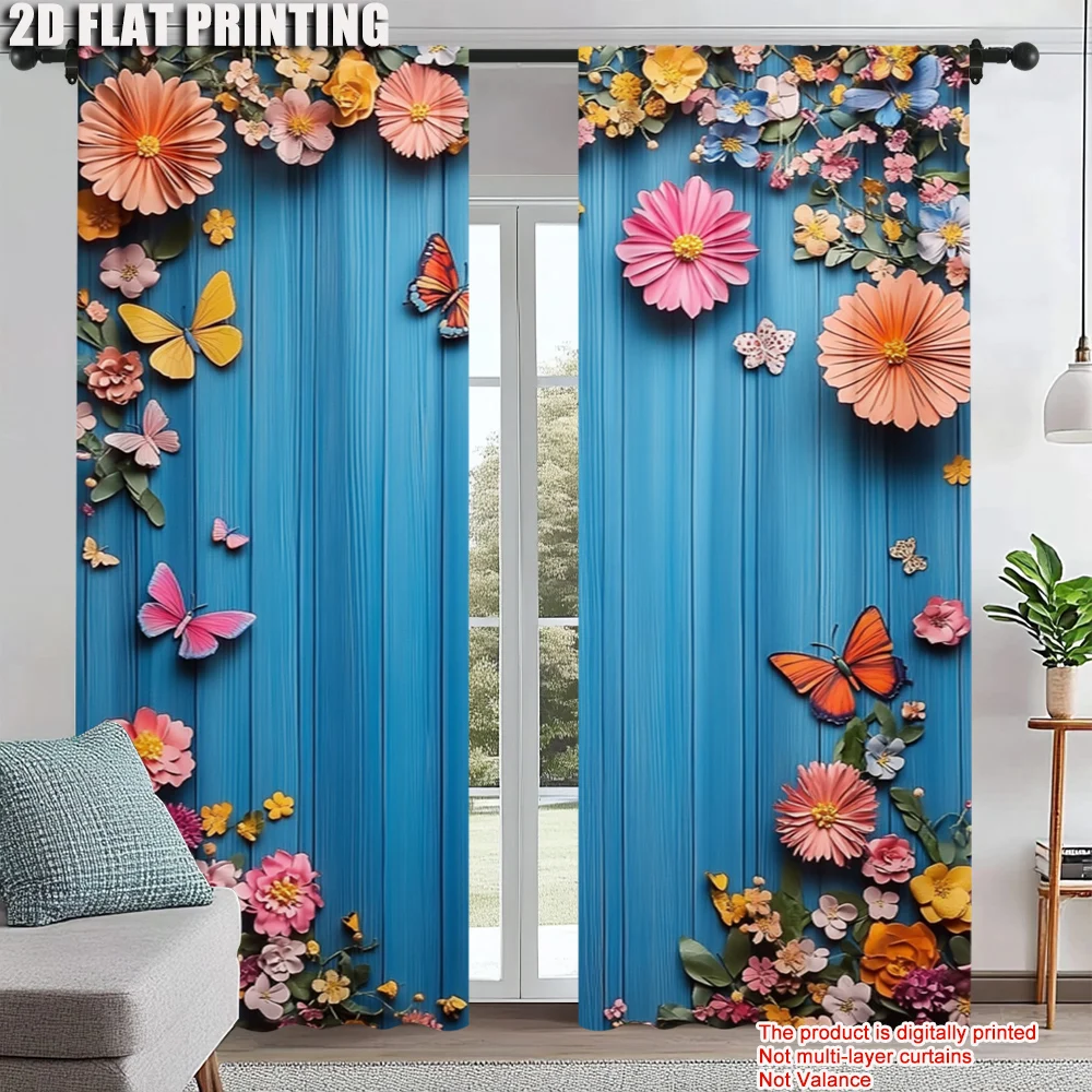 2Pcs Floral Pattern Curtains Decorative Window Drapes Window Treatments For Bedroom Living Room Home Decoration 
2Pcs Floral Pattern Curtains Decorative Window Drapes Window Treatments For Bedroom Living Room Home Decoration