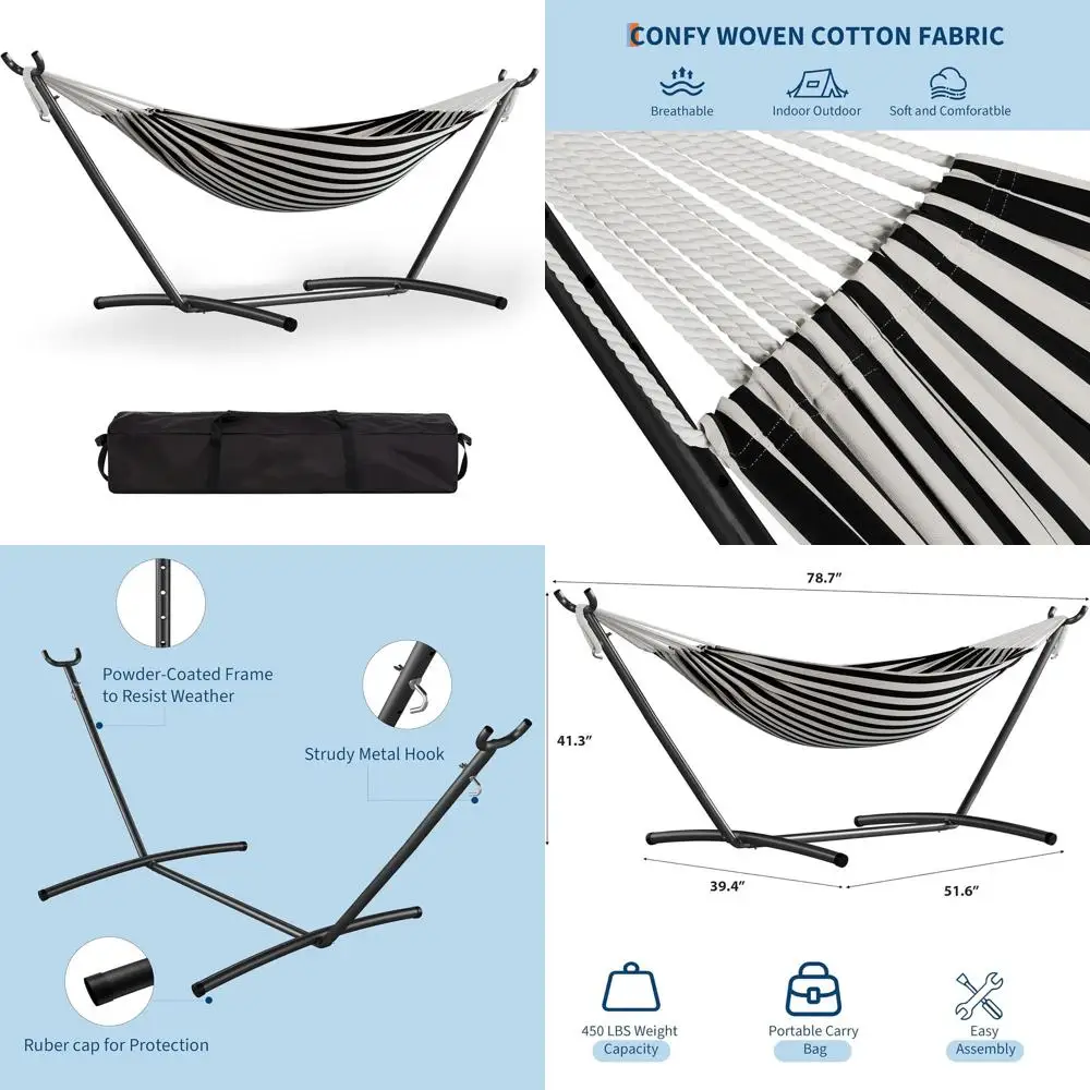 Двухместный гамак, для использования в помещении и на улице, с компактной стальной стойкой, сумка для переноски, выдерживает нагрузку до 204 кг, подходит для...
Двухместный гамак, для использования в помещении и на улице, с компактной стальной стойкой, сумка для переноски, выдерживает нагрузку до 204 кг, подходит для...