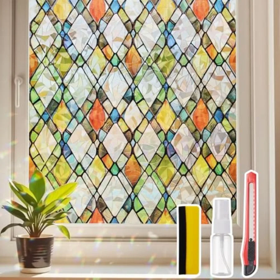 Wdow Privacy Film Staed Glass UV and Heat Blockg, Static Clg Vyl for Glass Doors and Bedroom Wdows, No Glue Easy stall, 17.5" x
Wdow Privacy Film Staed Glass UV and Heat Blockg, Static Clg Vyl for Glass Doors and Bedroom Wdows, No Glue Easy stall, 17.5" x