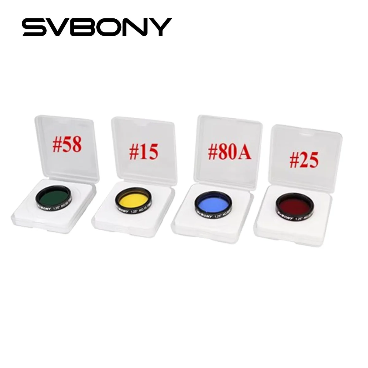 SVBONY SV127 Фильтры для телескопа 1,25-дюймовый окуляр LRGB, четырехцветный набор для окуляра телескопа, планетарные детали, идеальный аксессуар
SVBONY SV127 Фильтры для телескопа 1,25-дюймовый окуляр LRGB, четырехцветный набор для окуляра телескопа, планетарные детали, идеальный аксессуар