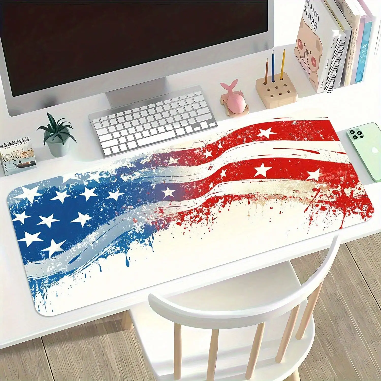 1 Pc Extended Mouse Pad With American Flag Design - Non-Slip Rubber Base, Ultra-Smooth Surface For Gaming, Office, Home Desk - Keyboard And Mouse Mat Compatible With PC, Laptop, Workspace Decor - Patriotic USA Flag Desk Mat 23.6x13.8in(60x35x0.3cm)
1 Pc Extended Mouse Pad With American Flag Design - Non-Slip Rubber Base, Ultra-Smooth Surface For Gaming, Office, Home Desk - Keyboard And Mouse Mat Compatible With PC, Laptop, Workspace Decor - Patriotic USA Flag Desk Mat 23.6x13.8in(60x35x0.3cm)
