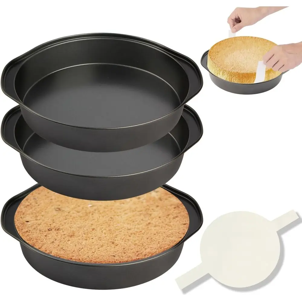 8" Round Cake Pan, 3PCS Nonstick Cake Pans with 100 PCS Parchment Paper, Carbon Steel Cake Bg Pans with Handle, Dishwasher Sae
8" Round Cake Pan, 3PCS Nonstick Cake Pans with 100 PCS Parchment Paper, Carbon Steel Cake Bg Pans with Handle, Dishwasher Sae