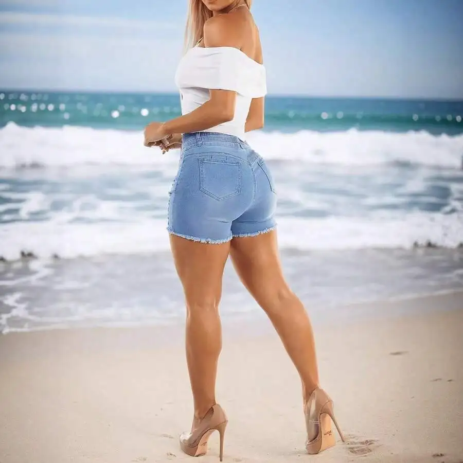 Womens Mid Rise Denim Shorts With Raw Hem And Button Closure Casual Summer
Womens Mid Rise Denim Shorts With Raw Hem And Button Closure Casual Summer