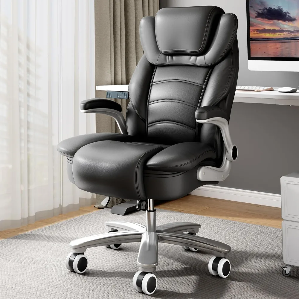 Big and Tall Office Chair 400lb Wide Seat, Ergonomic High Back Leather Executive Desk Chair with Flip-up Arms, Black
Big and Tall Office Chair 400lb Wide Seat, Ergonomic High Back Leather Executive Desk Chair with Flip-up Arms, Black