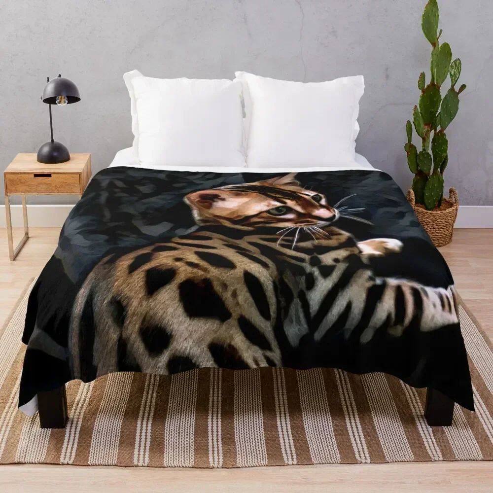 Gold Bengal Kitten On A Dark Background Throw Blanket Cozy Napping Blanket Gift for Mom Dad
Gold Bengal Kitten On A Dark Background Throw Blanket Cozy Napping Blanket Gift for Mom Dad