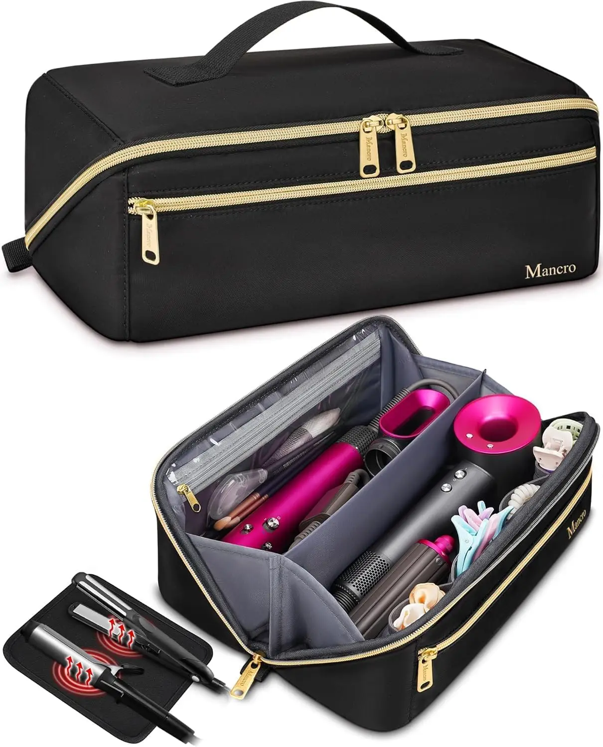 Mancro Hair Tools Travel Bag Compatible with Shark Flexstyle, Wide-open Hot Hair Tool Organizer with Separate Heat Resistant Mat, Hair Accessories Organizer for Straighteners, Curling Iron
Mancro Hair Tools Travel Bag Compatible with Shark Flexstyle, Wide-open Hot Hair Tool Organizer with Separate Heat Resistant Mat, Hair Accessories Organizer for Straighteners, Curling Iron