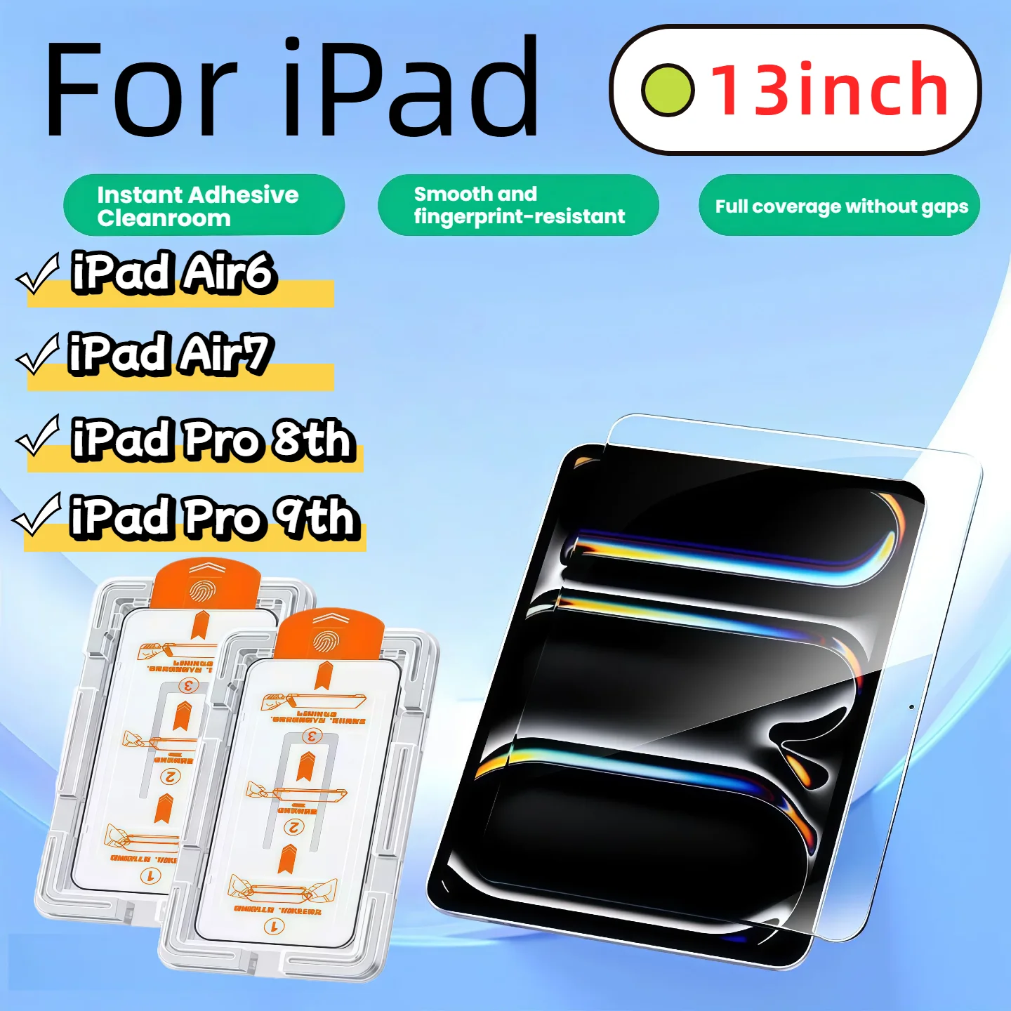 2-Piece Set High-Definition Tempered Glass Screen Protector for 13-inch iPad Air 6/Air 7/iPad pro 8th/9th Model Bubble-Free
2-Piece Set High-Definition Tempered Glass Screen Protector for 13-inch iPad Air 6/Air 7/iPad pro 8th/9th Model Bubble-Free