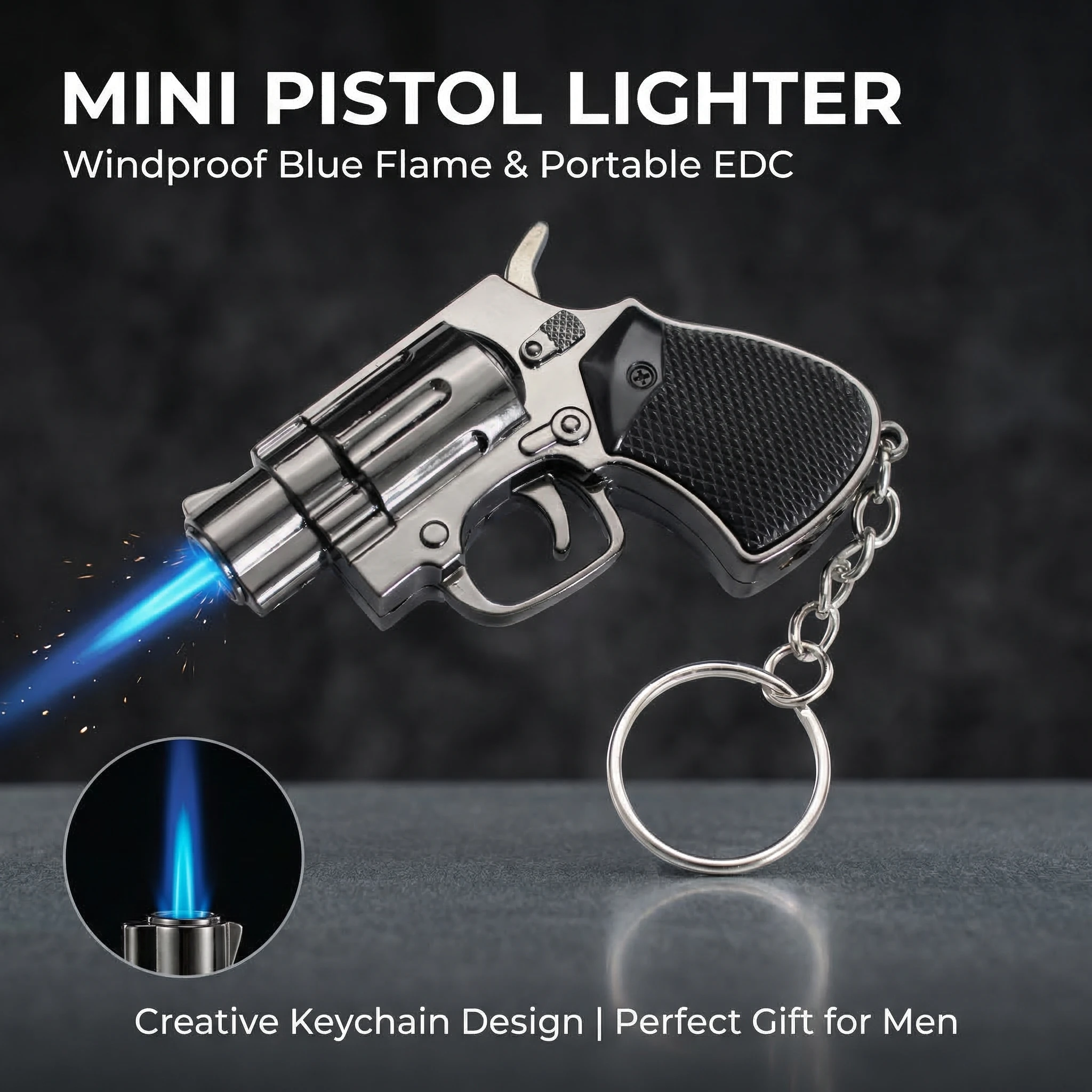 Mini Revolver Gun Keychain Torch Lighter, Windproof Jet Flame, Metal Novelty EDC Lighter for Outdoor Camping, Perfect Gift toBOY
Mini Revolver Gun Keychain Torch Lighter, Windproof Jet Flame, Metal Novelty EDC Lighter for Outdoor Camping, Perfect Gift toBOY