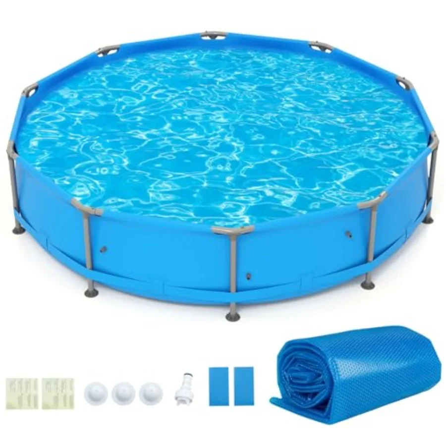 Above Ground Swimming Pool Frame Family Pool Set for Outdoor Backyard Garden Patio: Metal Frame Blue PVC Fabric 12' Round w/Sol
Above Ground Swimming Pool Frame Family Pool Set for Outdoor Backyard Garden Patio: Metal Frame Blue PVC Fabric 12' Round w/Sol