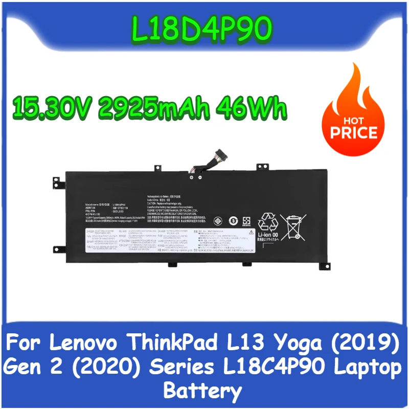 Для Lenovo ThinkPad L13 Yoga (2019) Gen 2 (2020) серии L18C4P90 Сменный аккумулятор для ноутбука L18D4P90 15,30 В 2925 мАч 46 Втч
Для Lenovo ThinkPad L13 Yoga (2019) Gen 2 (2020) серии L18C4P90 Сменный аккумулятор для ноутбука L18D4P90 15,30 В 2925 мАч 46 Втч