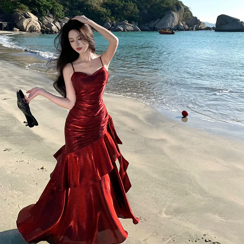 French Elegant Luxury Sleeveless Camisole Evening Dress for Women Summer Korean Fashion Slim Fit Birthday Party Bodycon Dress
French Elegant Luxury Sleeveless Camisole Evening Dress for Women Summer Korean Fashion Slim Fit Birthday Party Bodycon Dress