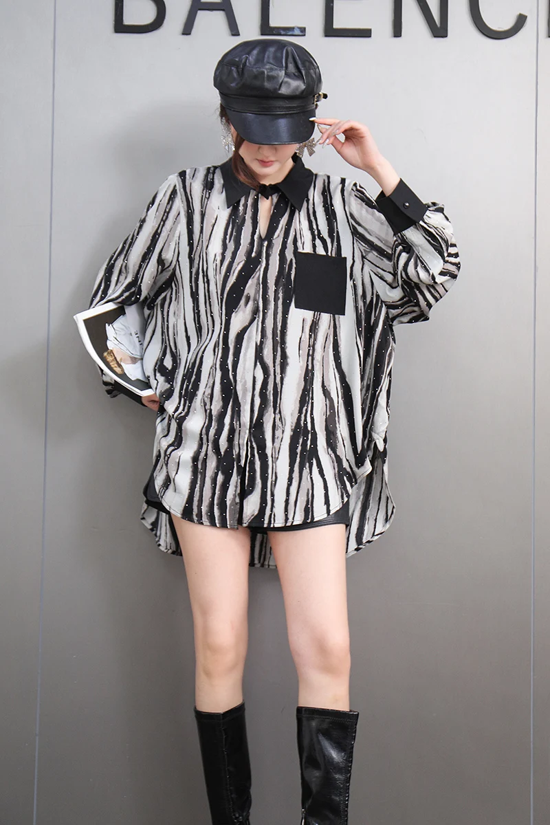 2025 Spring New Turn-Down Collar Elegant Striped Shirts Women Casual Long Sleeve Top Female Wholesale J802
2025 Spring New Turn-Down Collar Elegant Striped Shirts Women Casual Long Sleeve Top Female Wholesale J802