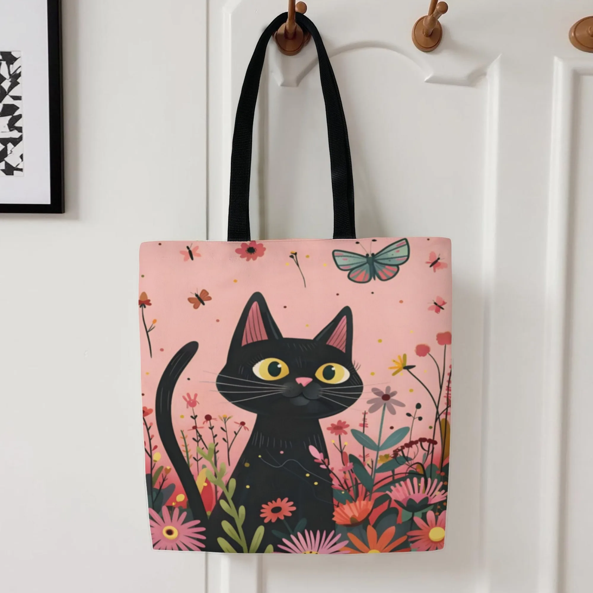 Сумка-тоут с черным котом из мультфильма, модная сумка на плечо, складная повседневная легкая сумка для покупок, милая розовая сумка
Сумка-тоут с черным котом из мультфильма, модная сумка на плечо, складная повседневная легкая сумка для покупок, милая розовая сумка