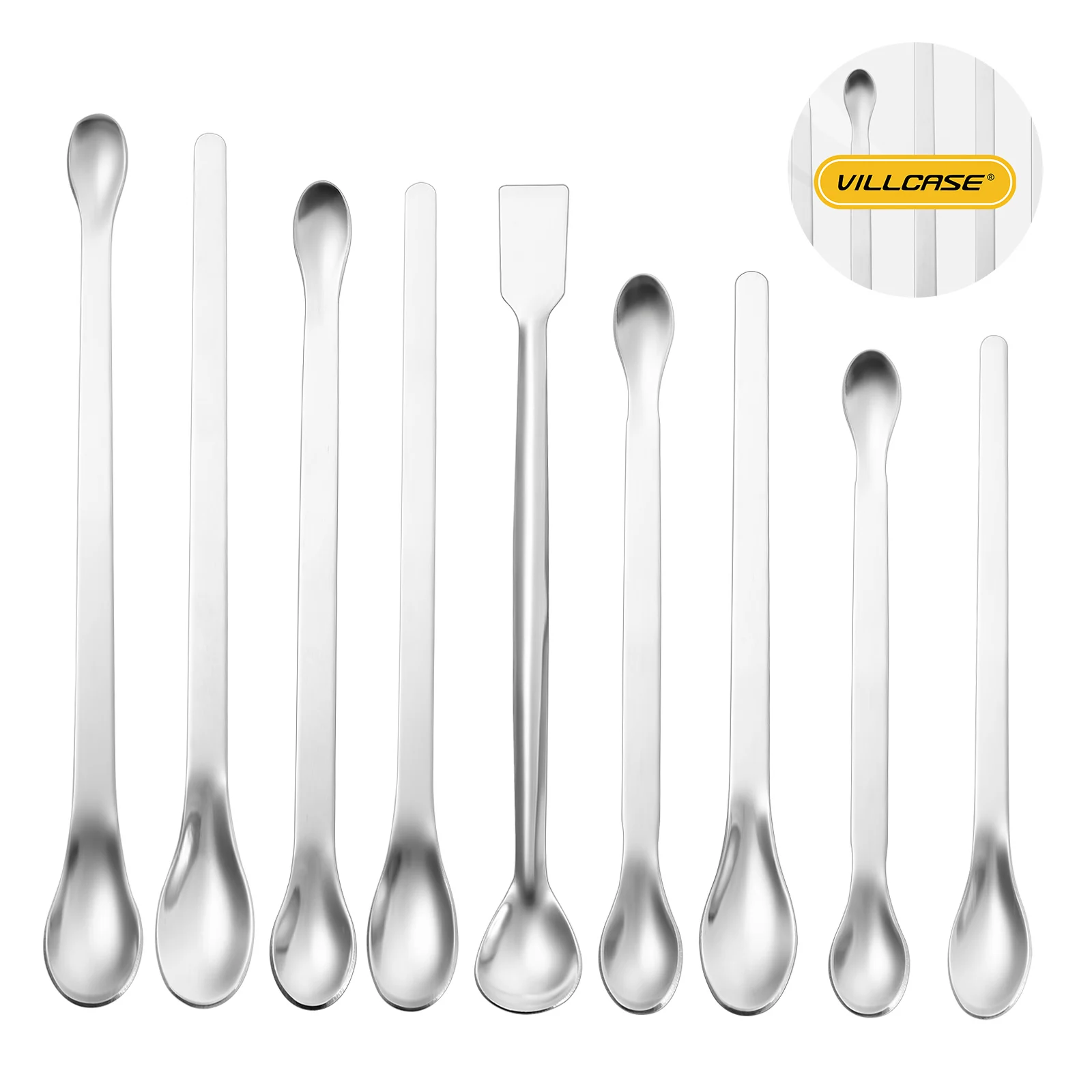 9 in 1 Stainless Steel Sampling Spoons Set 16cm 18cm 20cm 22cm Double End Single End Lab Kitchen Mixing Scoops Reusable
9 in 1 Stainless Steel Sampling Spoons Set 16cm 18cm 20cm 22cm Double End Single End Lab Kitchen Mixing Scoops Reusable