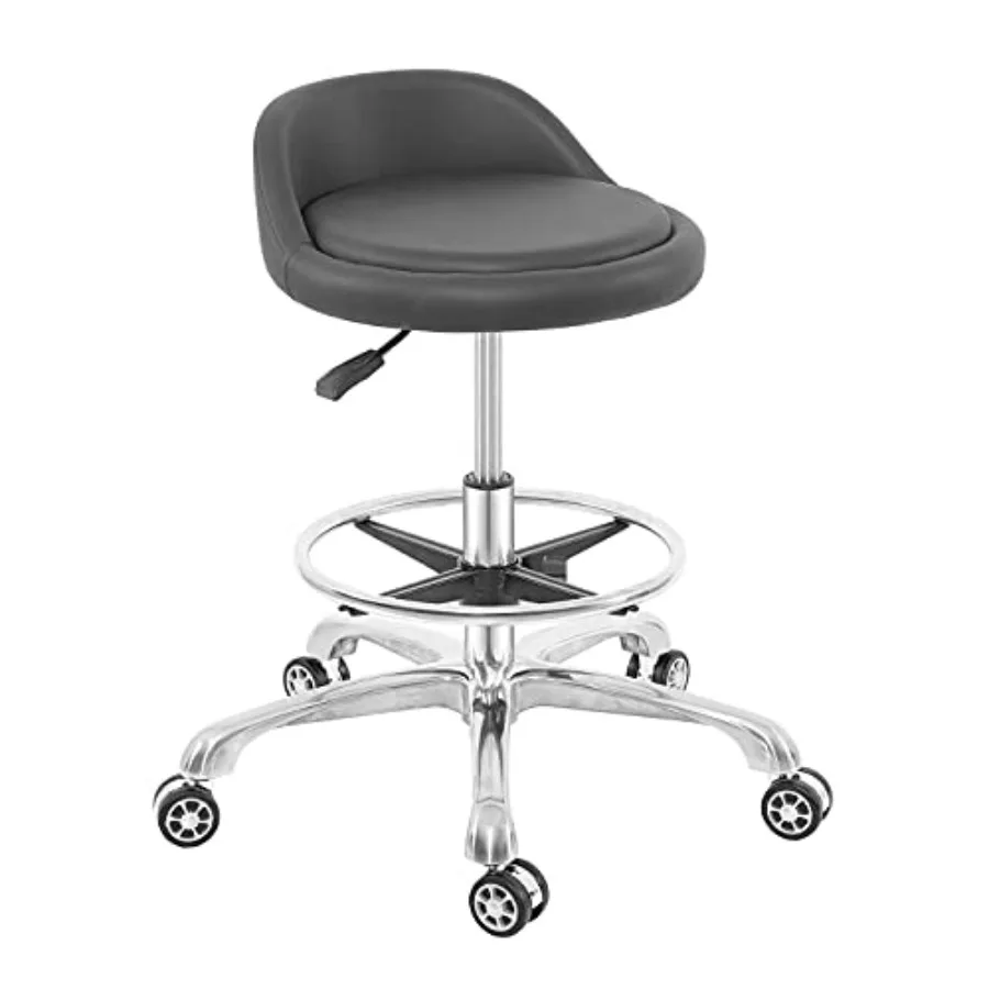 Rolling Stool Adjustable Drafting Chair Heavy Duty Metal Base with Back Support Foot Rest for Office Home Shop Kitchen Beauty L
Rolling Stool Adjustable Drafting Chair Heavy Duty Metal Base with Back Support Foot Rest for Office Home Shop Kitchen Beauty L