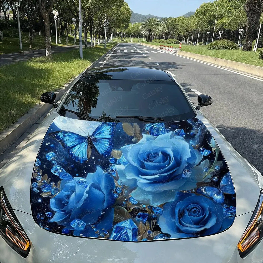 Blue Rose Butterfly Car Hood Vinyl Wraps, PVC Waterproof Car Bonnet Decals, Self-Adhesive Scratch-Resistant Stickers For Engine
Blue Rose Butterfly Car Hood Vinyl Wraps, PVC Waterproof Car Bonnet Decals, Self-Adhesive Scratch-Resistant Stickers For Engine
