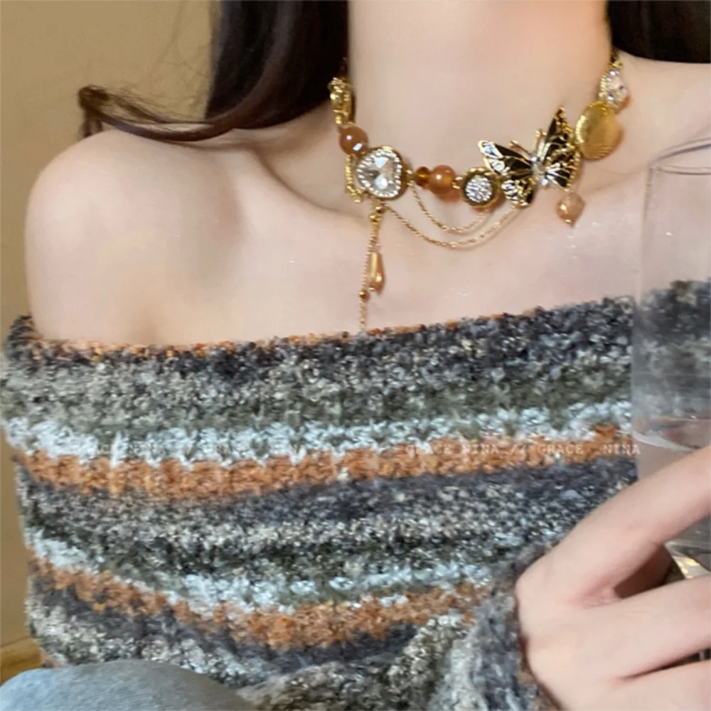 Adjustable Rhinestone Butterfly Necklace Exaggerated Sweet Tassel Crystal Necklace Neck Jewelry Beads Women's Choker Gifts
Adjustable Rhinestone Butterfly Necklace Exaggerated Sweet Tassel Crystal Necklace Neck Jewelry Beads Women's Choker Gifts