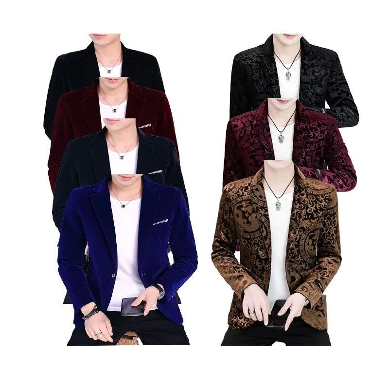 2024 Spring and Autumn Golden Velvet Suits for Men, Red, Blue, Multi Color Korean Casual Blazer Slim Fit, Asian Size M-5XL
2024 Spring and Autumn Golden Velvet Suits for Men, Red, Blue, Multi Color Korean Casual Blazer Slim Fit, Asian Size M-5XL