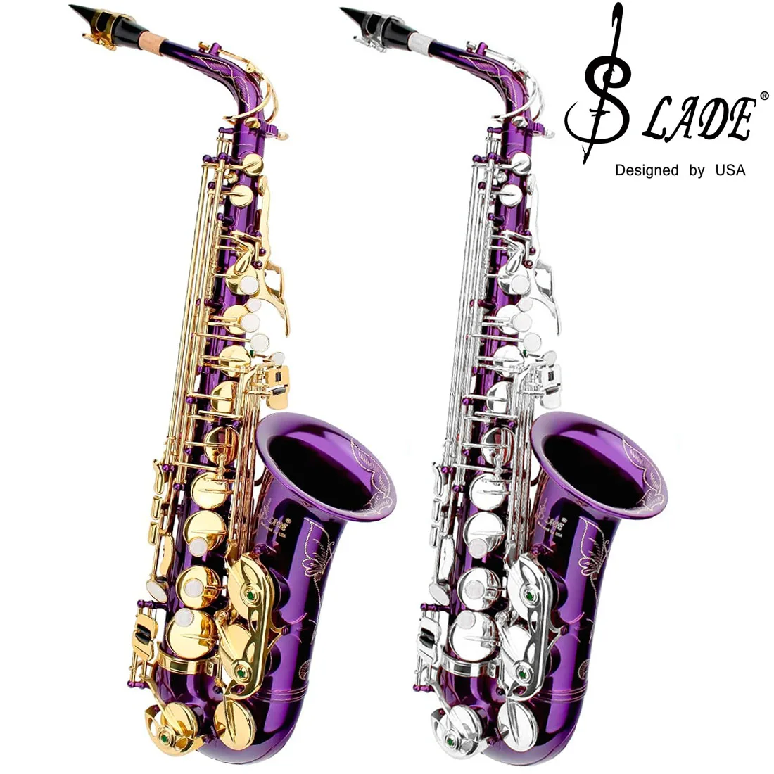 SLADE Purple Alto Saxophone Beginners Students Purple Gold/Silver Key E Flat Saxophone Complete Set with Box Cloth Gloves Strap
SLADE Purple Alto Saxophone Beginners Students Purple Gold/Silver Key E Flat Saxophone Complete Set with Box Cloth Gloves Strap
