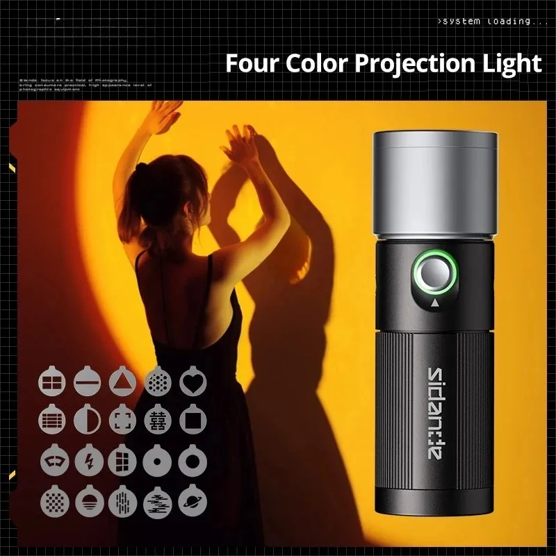 10W flashlight four-color projector built-in 8400mAh battery, ambient light with 1/4 inch thread
10W flashlight four-color projector built-in 8400mAh battery, ambient light with 1/4 inch thread