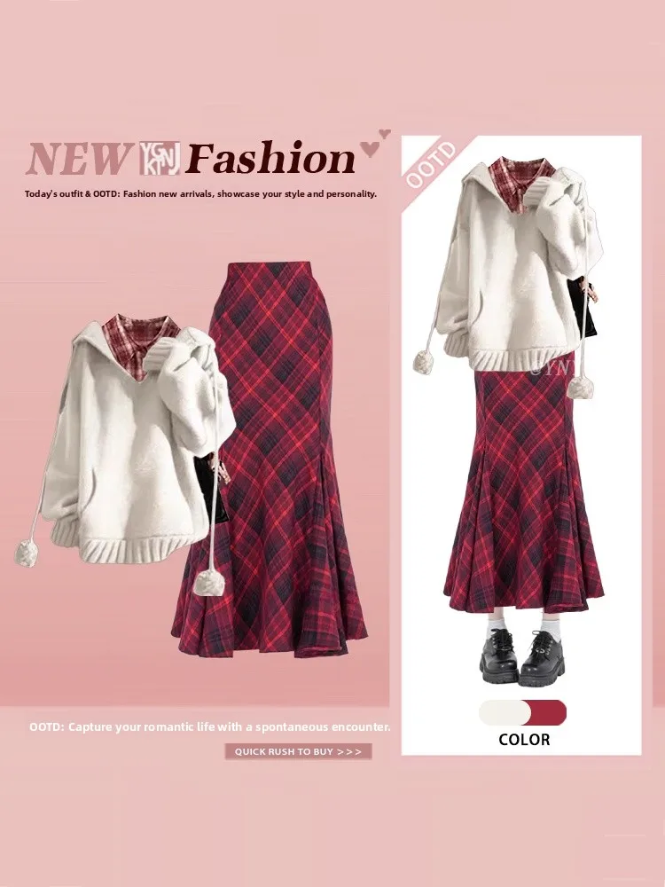 Retro Knitted Sweater Shirt Plaid Fish Tail Skirt Women's Winter Three-piece Set Casual Style High-end Feeling Fashionable Ou...
Retro Knitted Sweater Shirt Plaid Fish Tail Skirt Women's Winter Three-piece Set Casual Style High-end Feeling Fashionable Ou...