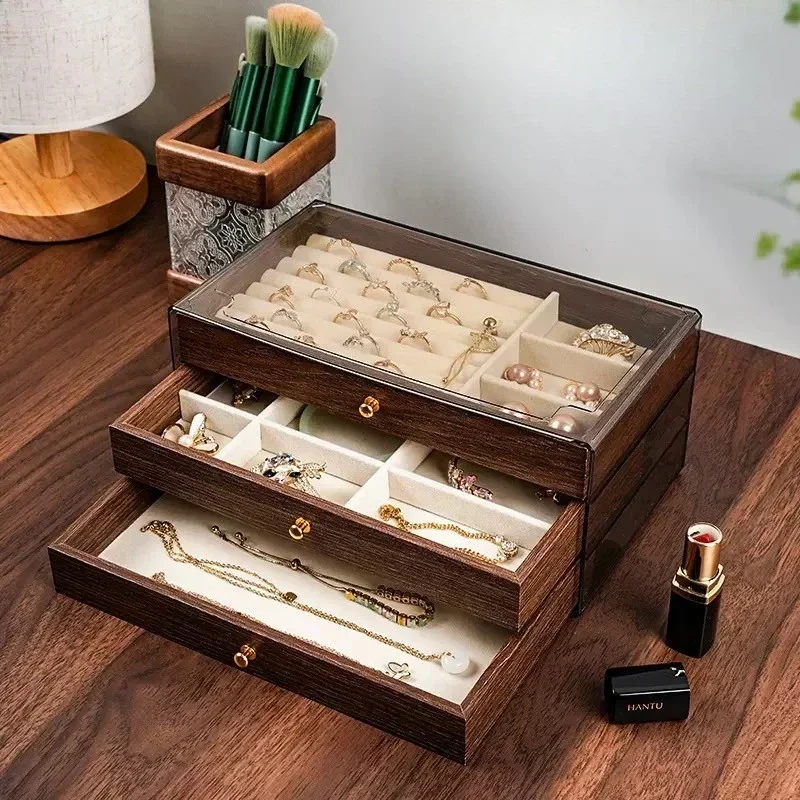 Multi-layer Wooden Jewelry Box Transparent Window Rings Necklace Jewelry Storage Case Organizer Bracelet Earrings
Multi-layer Wooden Jewelry Box Transparent Window Rings Necklace Jewelry Storage Case Organizer Bracelet Earrings