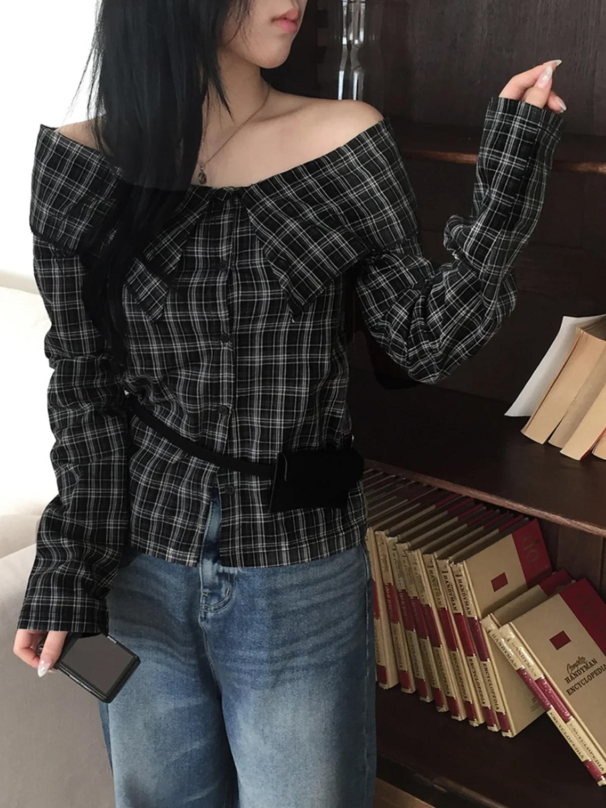 Women's Plaid irt One-oulder Flip-Up Cuff Slimming Sexy Casual Commute Sle Long Sve Cotton Cheered Top Trendy
Women's Plaid irt One-oulder Flip-Up Cuff Slimming Sexy Casual Commute Sle Long Sve Cotton Cheered Top Trendy