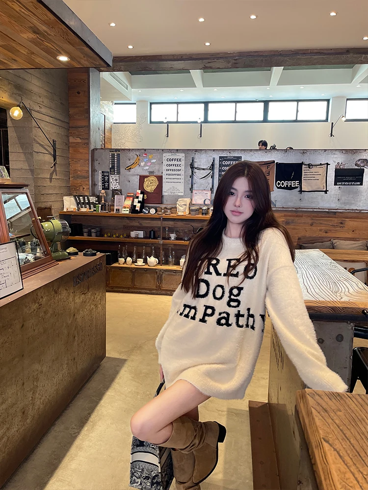 Soft Mink Velvet Women's Sweater Loose Lazy Sle round Ne Knitted irt Autumn Winter High Sensation Comfortable Long Sve
Soft Mink Velvet Women's Sweater Loose Lazy Sle round Ne Knitted irt Autumn Winter High Sensation Comfortable Long Sve