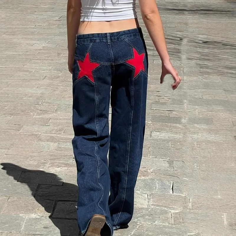 UNITIM Women Denim Pant Ameican Retro Contrast Color Star Lady Straight-leg Pant Fashion Mid Waist Casual Female Trousers
UNITIM Women Denim Pant Ameican Retro Contrast Color Star Lady Straight-leg Pant Fashion Mid Waist Casual Female Trousers