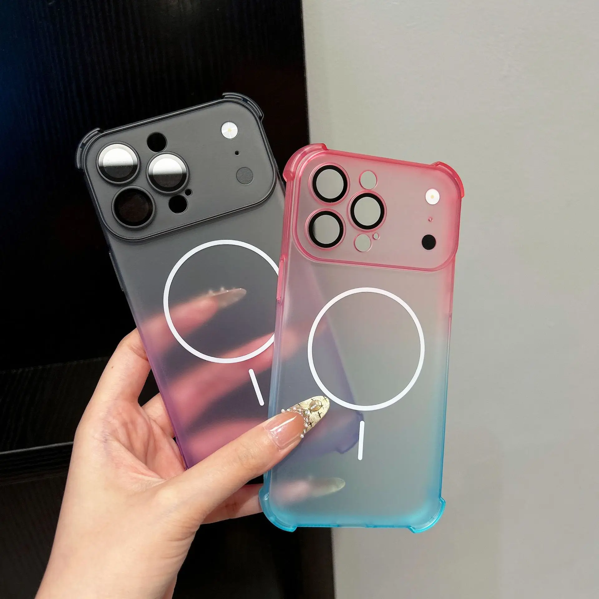 Gradient Transparent Airbag Magnetic Phone Case with Lens Film for iPhone 17 Pro Max 16 15 Four Corners Shockproof Cover
Gradient Transparent Airbag Magnetic Phone Case with Lens Film for iPhone 17 Pro Max 16 15 Four Corners Shockproof Cover