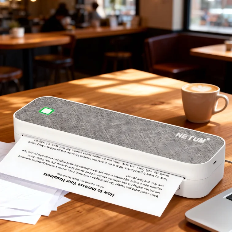 NETUM Portable Inkless Thermal Document Printer A4 Size Thermal Paper USB Interface Rechargeable Battery Multi-OS Stock