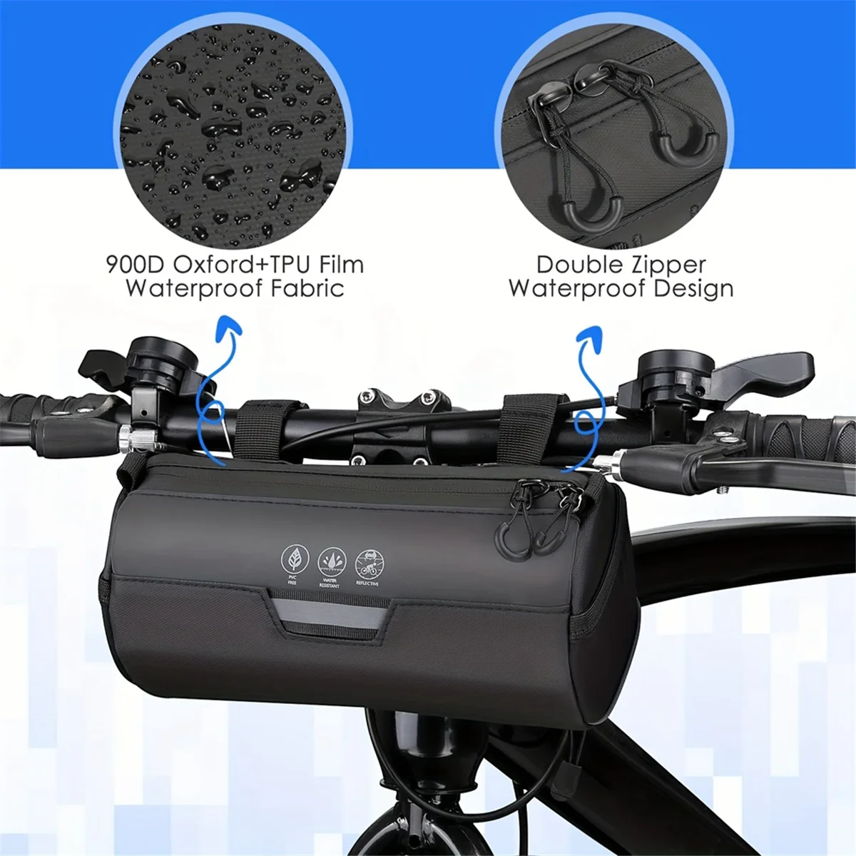 AD08_Bike Handlebar Bag Waterproof Bicycle Handlebar Roll Bag with Large Reflective Area, Pouch Bag for Mountain Bike Bicycle
AD08_Bike Handlebar Bag Waterproof Bicycle Handlebar Roll Bag with Large Reflective Area, Pouch Bag for Mountain Bike Bicycle