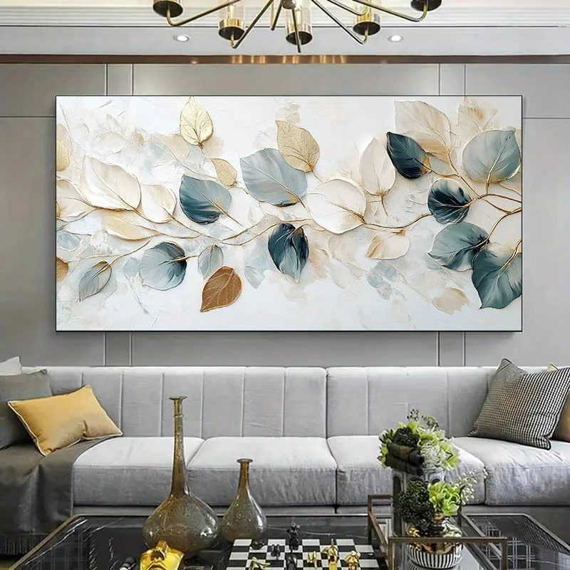 Modern Home Decor Blue, Beige, Gold and White Delicate Leaf Design Poster for Living Room and Bedroom Decor
Modern Home Decor Blue, Beige, Gold and White Delicate Leaf Design Poster for Living Room and Bedroom Decor