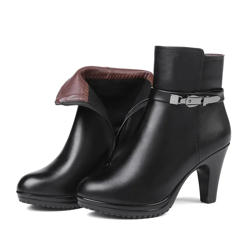 Ankle Boots New Genuine Leather Women Winter Boots Wool Warm Booties High-heeled Women Snow Boots
Ankle Boots New Genuine Leather Women Winter Boots Wool Warm Booties High-heeled Women Snow Boots
