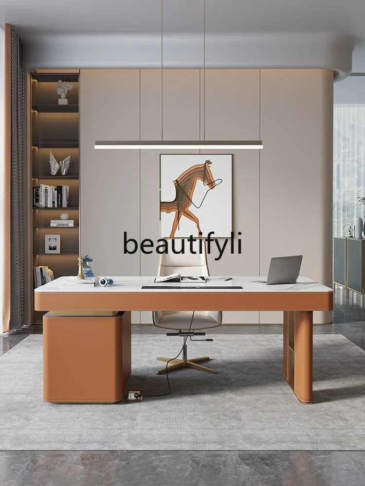 S1S Light luxury saddle leather desk modern simple high-end desk rock slab writing desk
S1S Light luxury saddle leather desk modern simple high-end desk rock slab writing desk