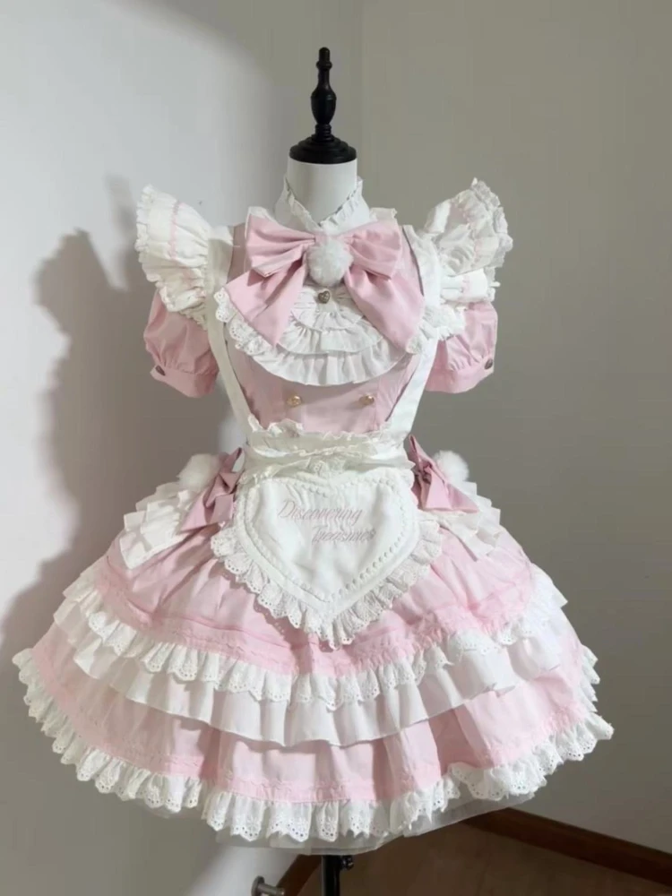 Japanese Sweet Lolita Women's 2 Piece Set Y2k Cute Girly Bow Summer Dress + Design Strap Apron Fashion Female Retro Outfits New
Japanese Sweet Lolita Women's 2 Piece Set Y2k Cute Girly Bow Summer Dress + Design Strap Apron Fashion Female Retro Outfits New
