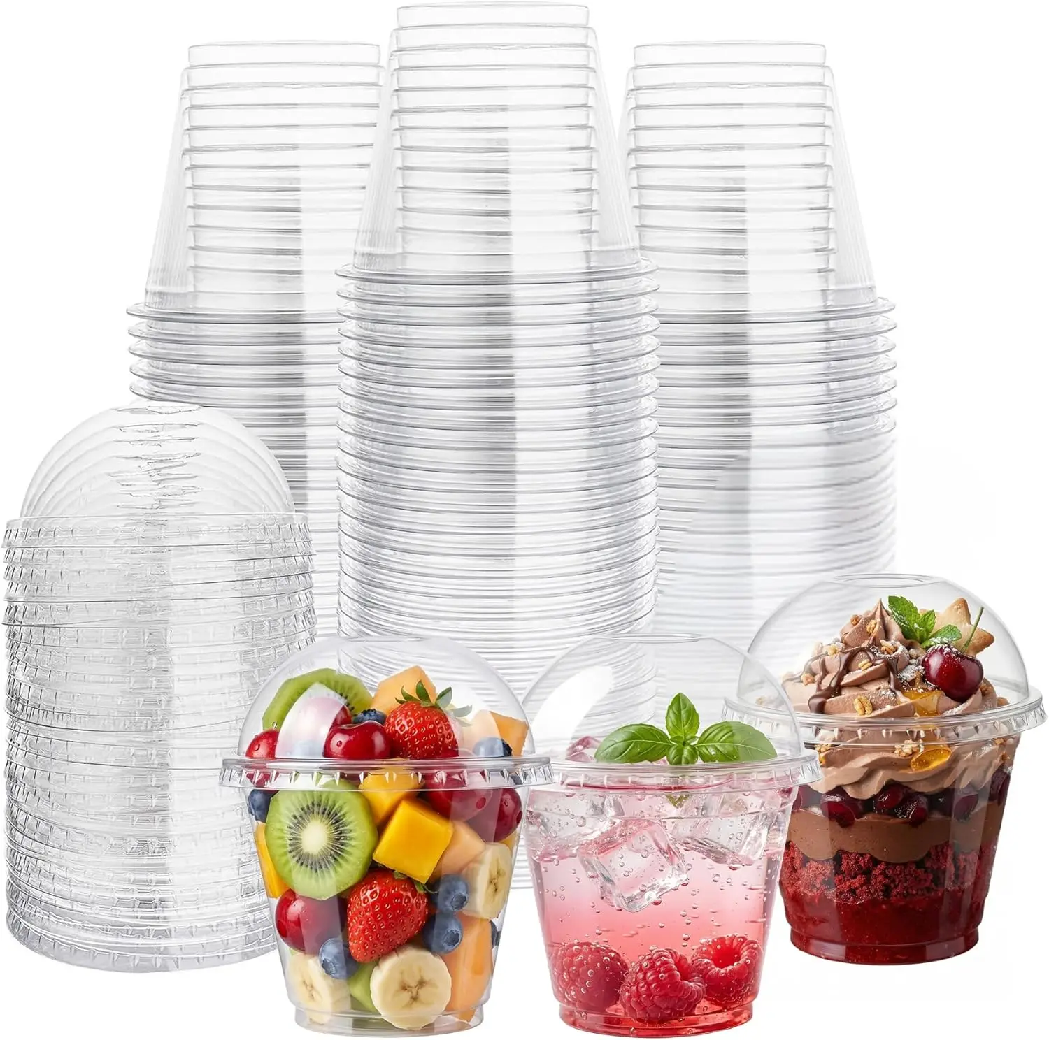 200 Pack 9oz Clear Plastic Cups with Dome Lids, Disposable Dessert Cups for Parties and Daily Use
200 Pack 9oz Clear Plastic Cups with Dome Lids, Disposable Dessert Cups for Parties and Daily Use
