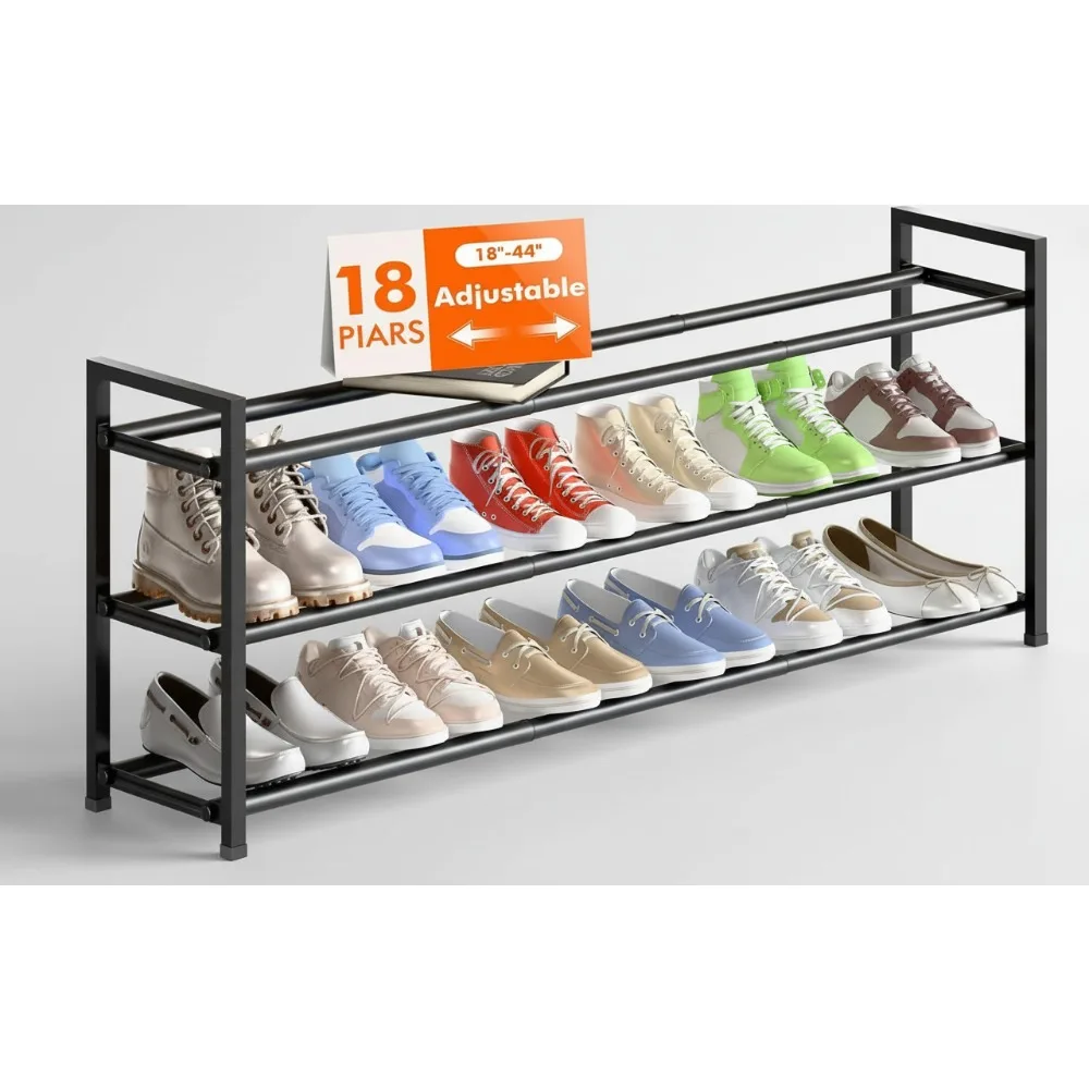 3-уровневая расширяемая полка для обуви 18-44 дюйма, регулируемый органайзер для хранения для прихожей в шкафу, прочный металл
3-уровневая расширяемая полка для обуви 18-44 дюйма, регулируемый органайзер для хранения для прихожей в шкафу, прочный металл
