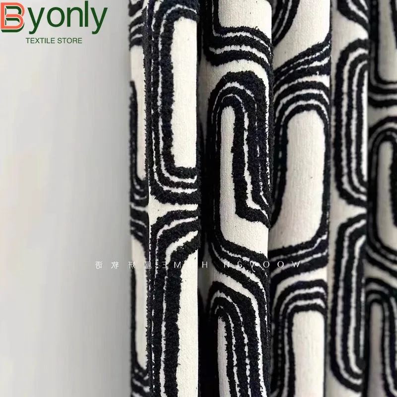 Black and White Flocking Thickened Jacquard Chenille Curtains for Living Room Bedroom French Window Balcony Window Customized
Black and White Flocking Thickened Jacquard Chenille Curtains for Living Room Bedroom French Window Balcony Window Customized
