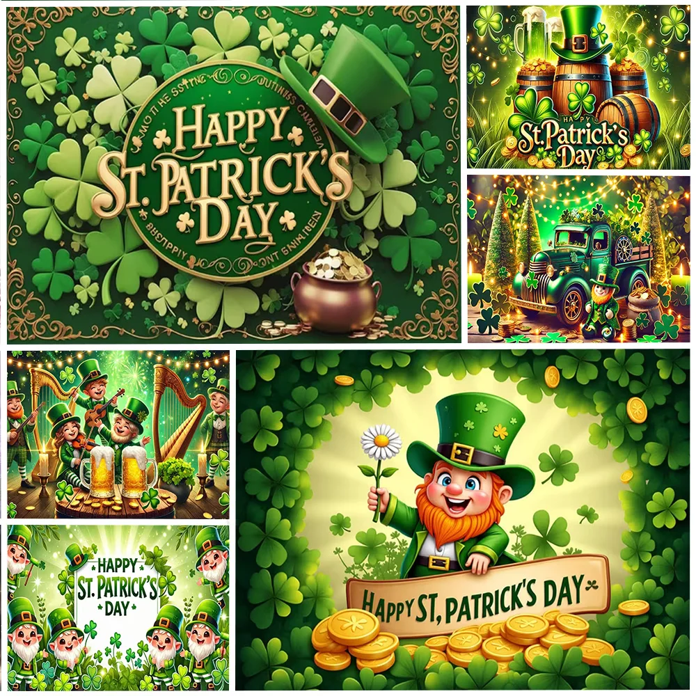 St. Patrick's Day Party Decoration Lucky Clover Irish Elf Backdrop Gold Coin Magical Pot Background Supplies Photography Props
St. Patrick's Day Party Decoration Lucky Clover Irish Elf Backdrop Gold Coin Magical Pot Background Supplies Photography Props