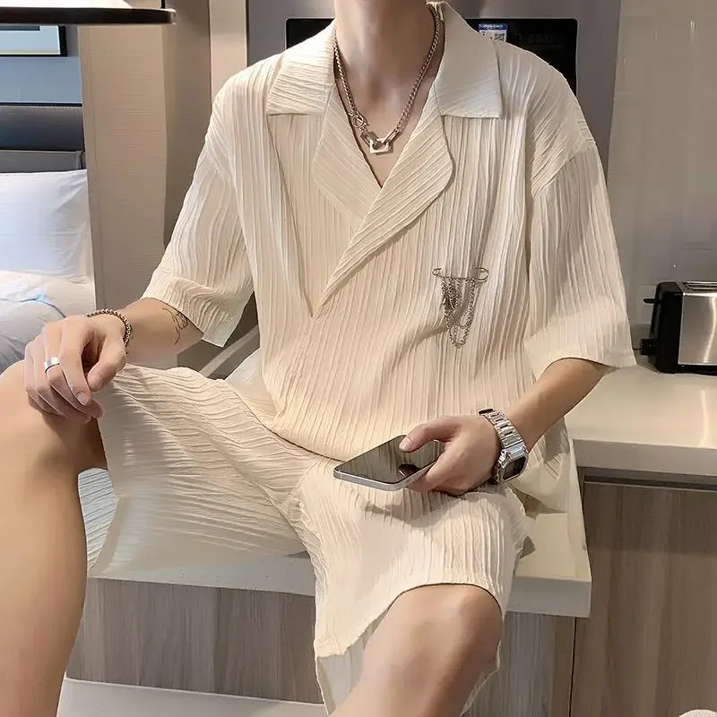 Nylon Men's Shorts Set Plain Internet Celebrity Basic Luxury 2025 Trend Summer Clothes 2 Piece Outfit Tee Male Shirts Short Sets
Nylon Men's Shorts Set Plain Internet Celebrity Basic Luxury 2025 Trend Summer Clothes 2 Piece Outfit Tee Male Shirts Short Sets