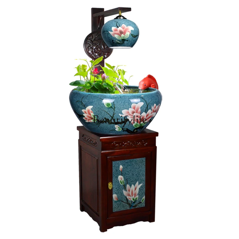 Chinese ceramic fish tank with cabinet living room goldfish tank circulating water ornament
Chinese ceramic fish tank with cabinet living room goldfish tank circulating water ornament