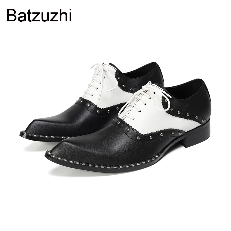 Batzuzhi Top Fashion Men's Shoes Pointed Toe Black White Leather Dress Shoes Man Lace-up Formal Business/Party Shoes for Man!
Batzuzhi Top Fashion Men's Shoes Pointed Toe Black White Leather Dress Shoes Man Lace-up Formal Business/Party Shoes for Man!