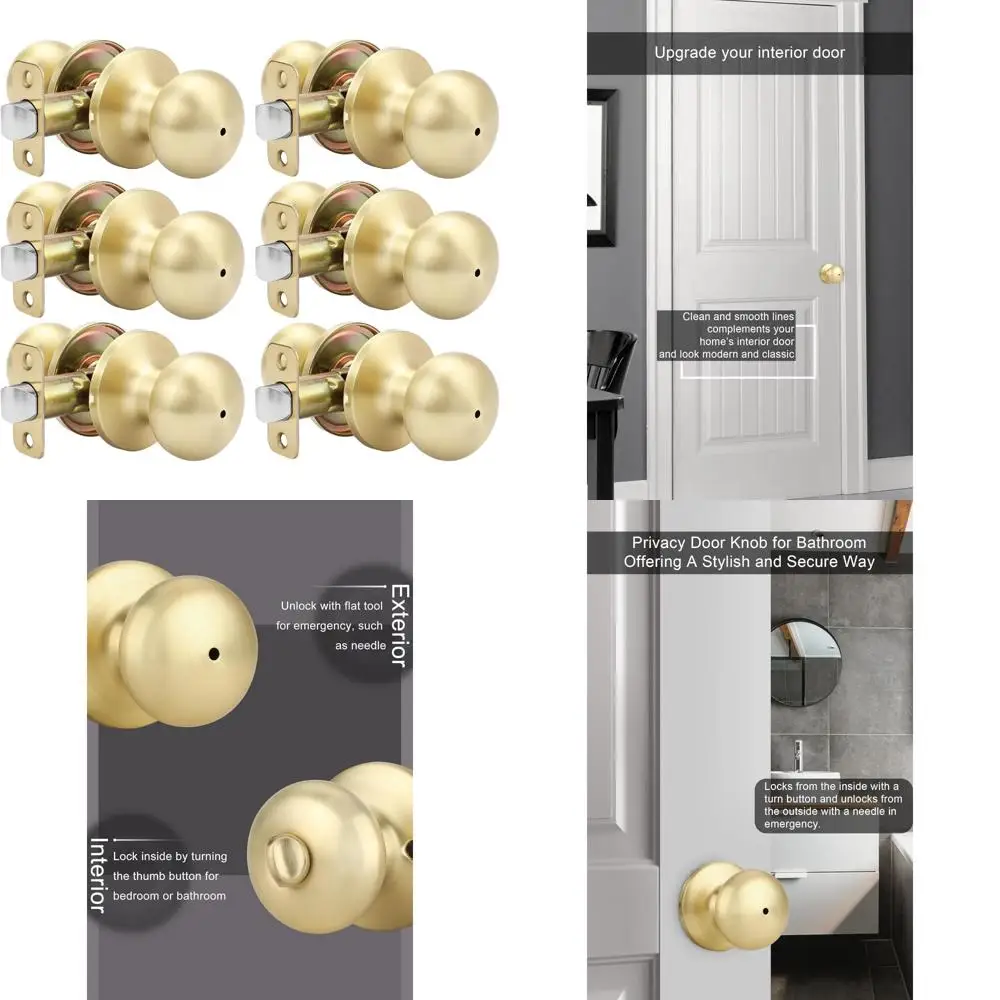 Brushed Gold Interior Door Knobs for Privacy, Bulk Bedroom Door Knobs, Premium Quality Door Hardware
Brushed Gold Interior Door Knobs for Privacy, Bulk Bedroom Door Knobs, Premium Quality Door Hardware