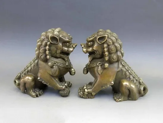12cm Chinese Brass Copper Animal Feng shui Foo Dog Lion town house Statue
12cm Chinese Brass Copper Animal Feng shui Foo Dog Lion town house Statue